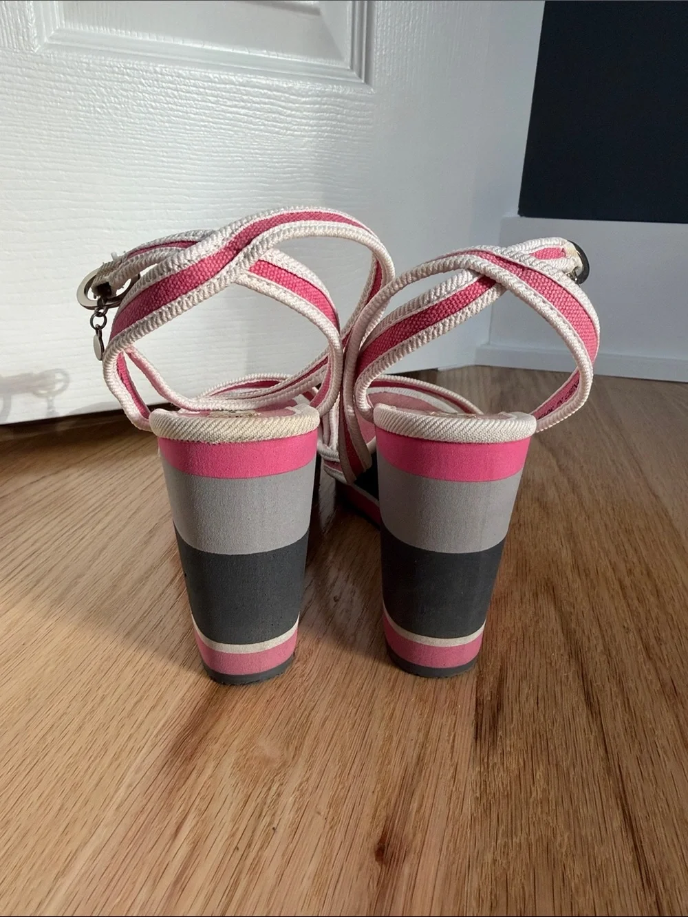 Arizona Jean Company Pink Platform Ankle-Strap Wedges
